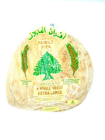 Lebanese 6 XL wheat pita bread